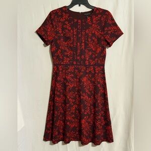 Banana Republic Red Floral Short Sleeve Dress Size 4